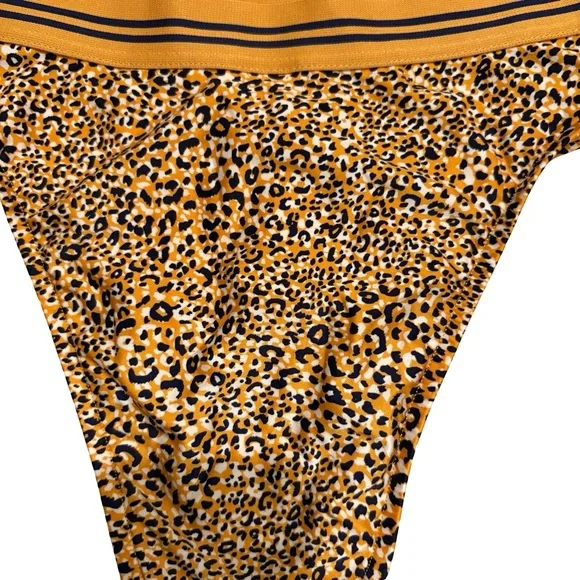 SEAFOLLY High Waist Bikini Bottoms Spirit Animal Gold Navy  Sz US 8 - Picture 7 of 11